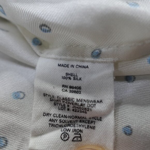 Theory Womens Shirt Medium Ivory Polka Dot Silk - Picture 6 of 14